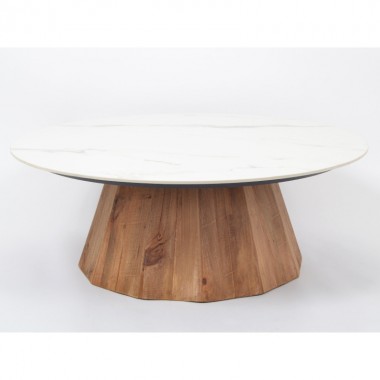 Tavolino in marmo bianco e pino Ø90 cm YSABEL DRIMMER - 1