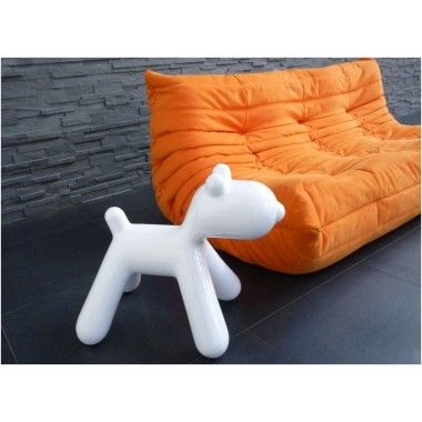 Statue Hund Design weiß lackiert