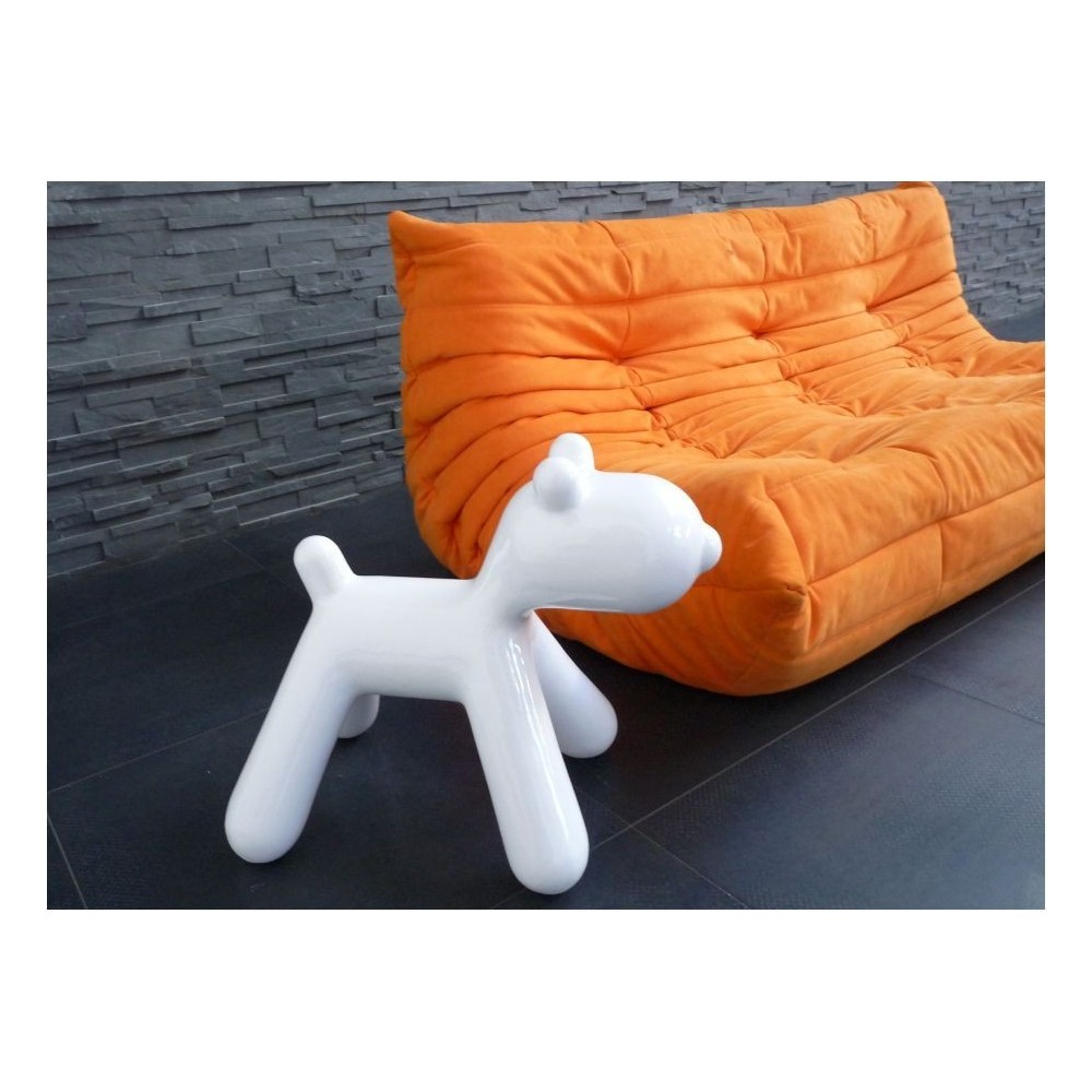 Statue chien design blanc laqué