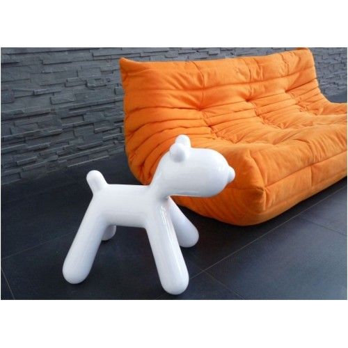 Statue chien design blanc laqué