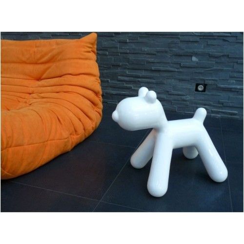 Statue Hund Design weiß lackiert
