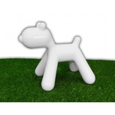 Estátua de cachorro de designer lacada em branco