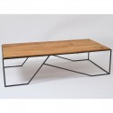 Tavolino in legno naturale metallo nero 150x75 cm KAMALA