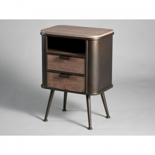 Bedside table with 2 drawers and metal wood niche RENO