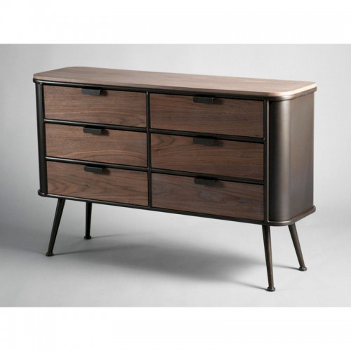 RENO 6-drawer wood and metal chest of drawers