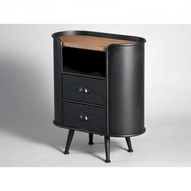 Black dresser 2 drawers a niche metal wood AUSTIN HOME EDELWEIS - 1