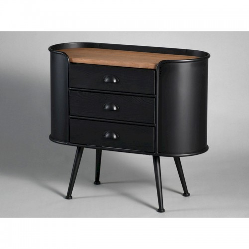 Black dresser 3 drawers metal wood AUSTIN HOME EDELWEIS - 1