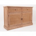 Wooden sideboard 2 doors 2 cannage drawers 140x40cm ANOUCK