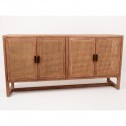 Wooden sideboard with 4 cane doors 170x40cm ANOUCK