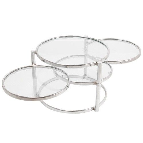 Mesa de centro redonda com quatro tampos de vidro