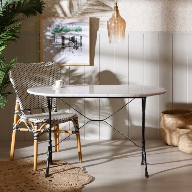 Tavolo da bistrot ovale in marmo bianco 120x60 cm Kare Design 