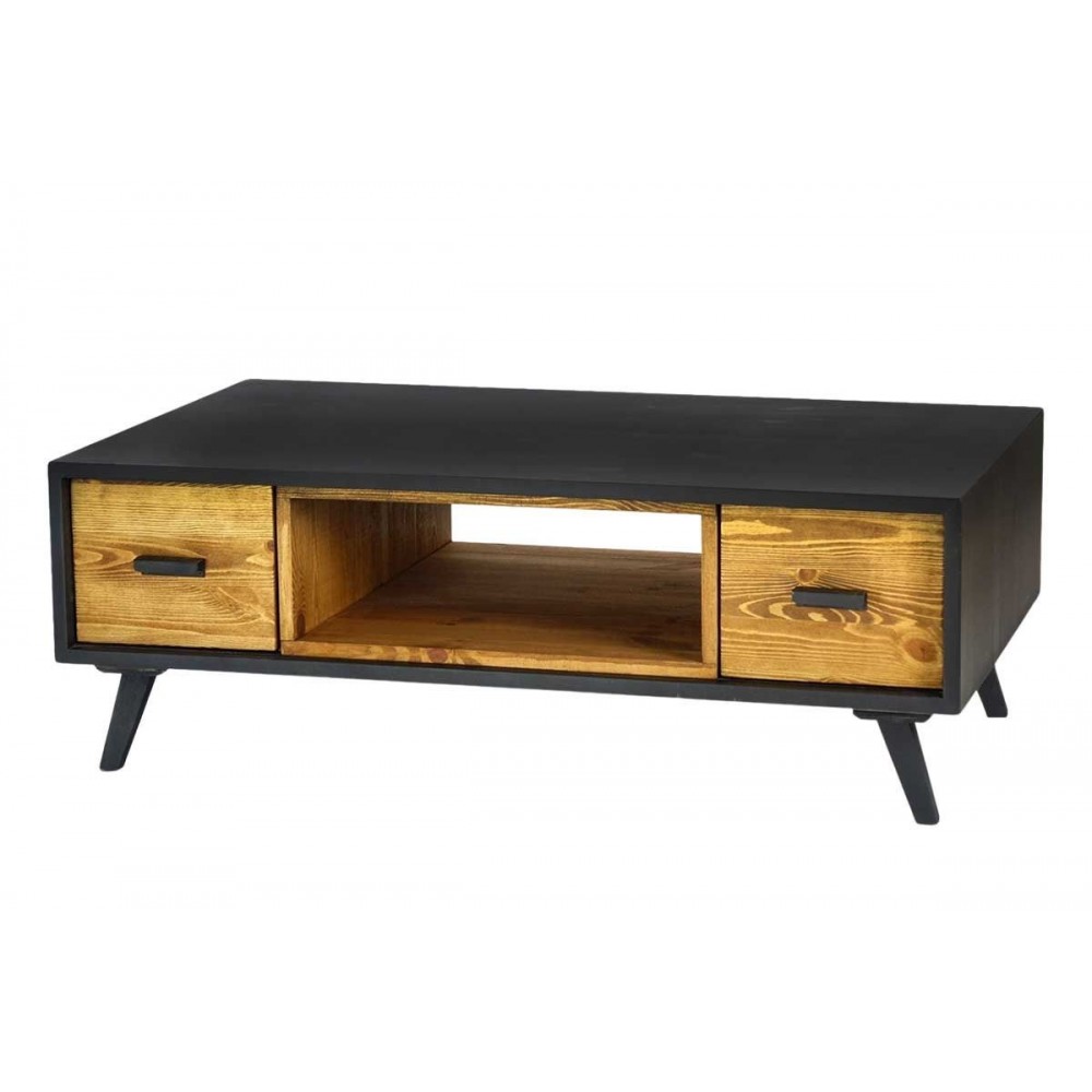 Tables basse bois noir 2 tiroirs 1 niche HERIK SOCADIS - 1