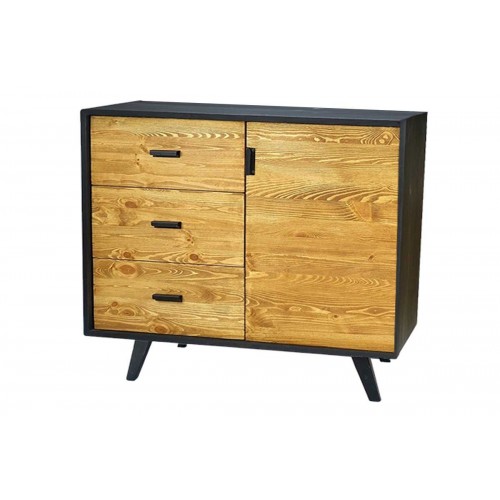Black wooden furniture 3 drawers 1 door HERIK SOCADIS - 1