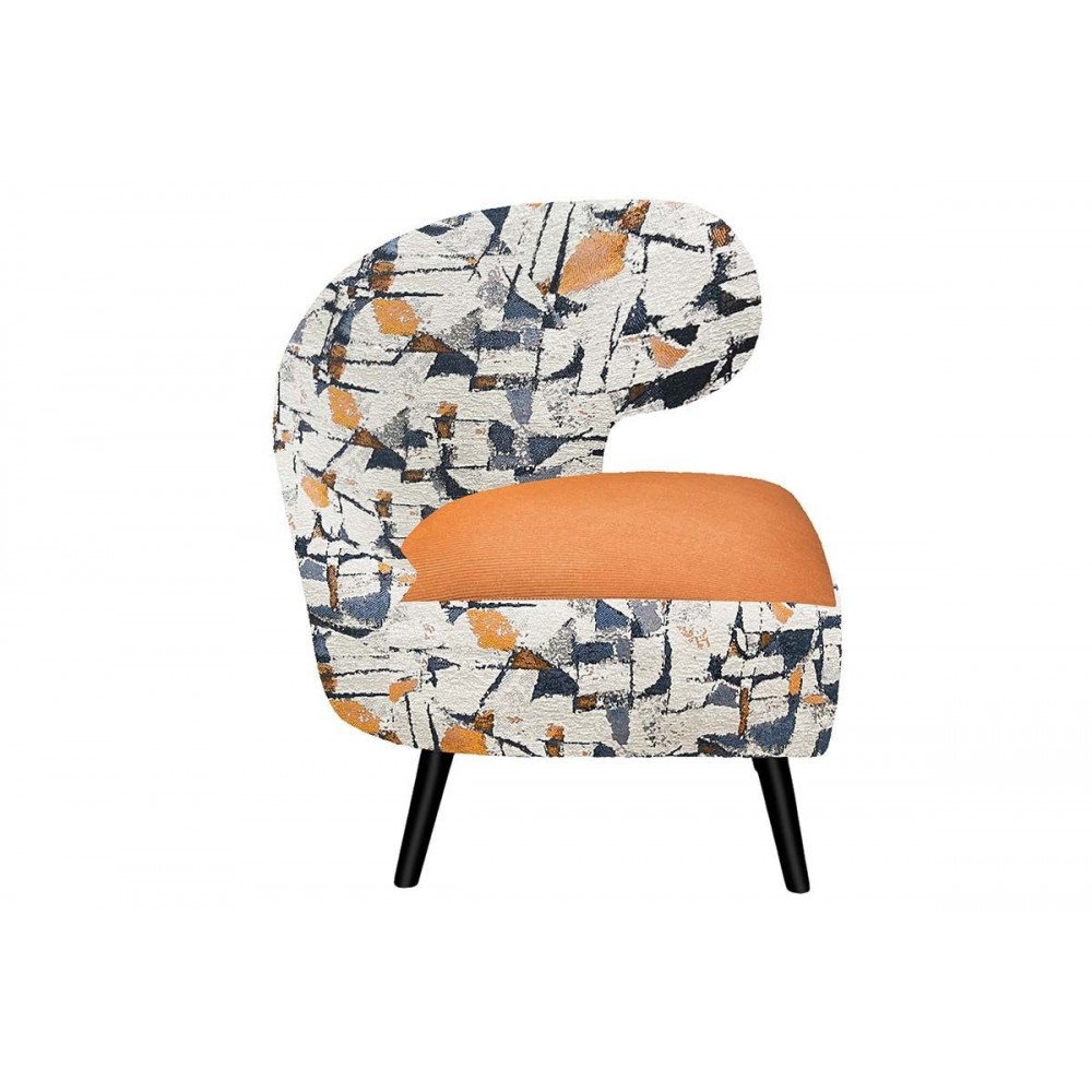 Armchair incurved pattern velvet orange CONFORT SOCADIS - 1