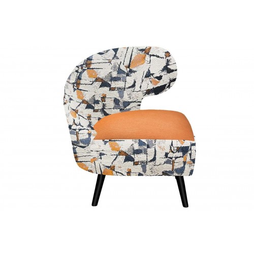 Armchair incurved pattern velvet orange CONFORT SOCADIS - 1