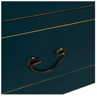 Armoire courte bois bleu à motifs 2 tiroirs 2 portes métal ORIENTE IXIA - 7