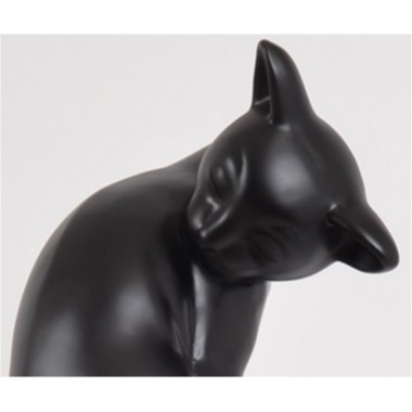 Statue chat noir mat sur socle blanc CLASSY DRIMMER - 3