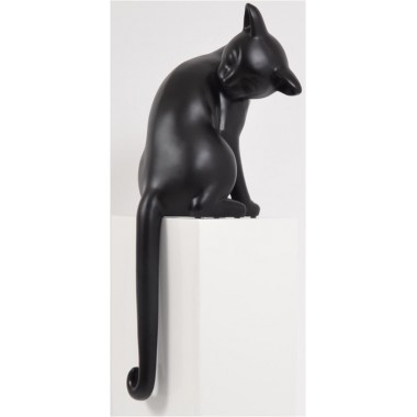 Statue chat noir mat sur socle blanc CLASSY DRIMMER - 4