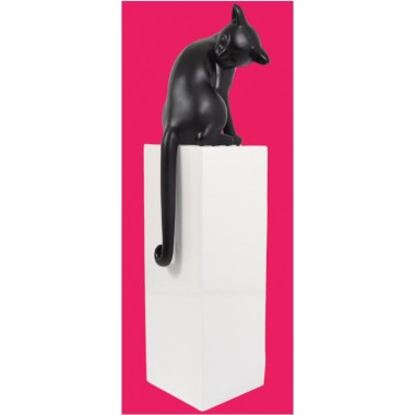 Statue chat noir mat sur socle blanc CLASSY DRIMMER - 2