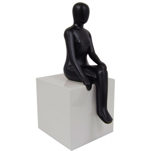 Statue matt schwarz Frau auf weißem Sockel CLASSY DRIMMER - 1