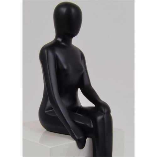 Statue matt schwarz Frau auf weißem Sockel CLASSY DRIMMER - 1