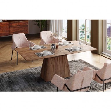 Extensible rectangular dining table wood walnut Benvenuto Kare design - 3