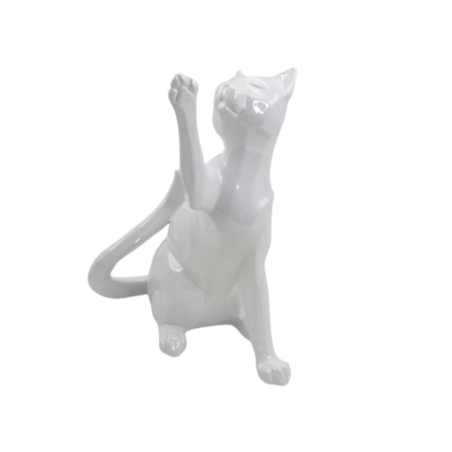 Chat décoratif blanc 38 cm SHADOW DRIMMER - 1