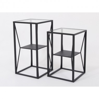 Side table metal black and glass DAWSON H60 DRIMMER - 1