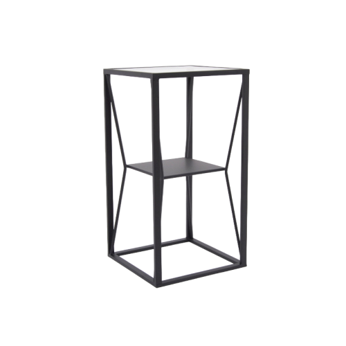 Mesa lateral de metal preto e vidro DAWSON H60