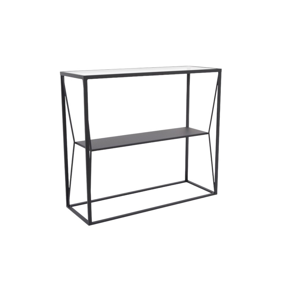 DAWSON 90CM console van zwart metaal en glas