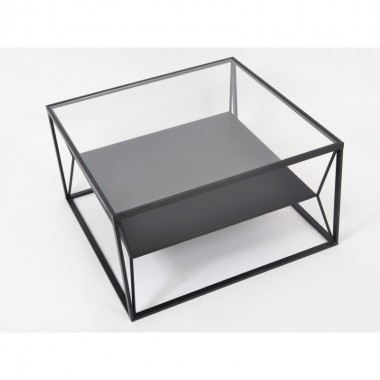 Black metal coffee table and DAWSON glass 70x70CM DRIMMER - 3