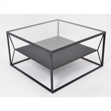 Mesa de café de metal negro y vidrio DAWSON 70x70CM DRIMMER - 4