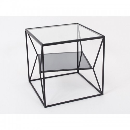 Metal de mesa extra negro y vidrio CLAYTON H45
