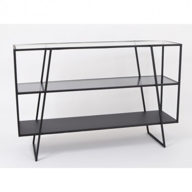 Black metal console and glass CLAYTON 120CM DRIMMER - 2
