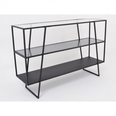 Black metal console and glass CLAYTON 120CM DRIMMER - 3
