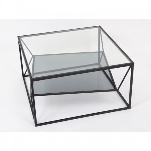 Mesa de café de metal negro y Clayton Glass 70x70cm