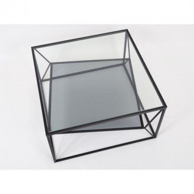 Black metal coffee table and CLAYTON glass 70x70CM DRIMMER - 3
