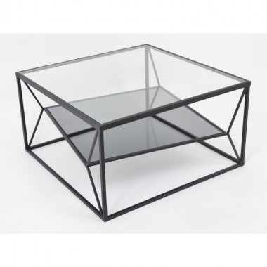 Black metal coffee table and CLAYTON glass 70x70CM DRIMMER - 4
