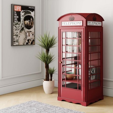 Red English telephone booth cabinet Kare design - 2