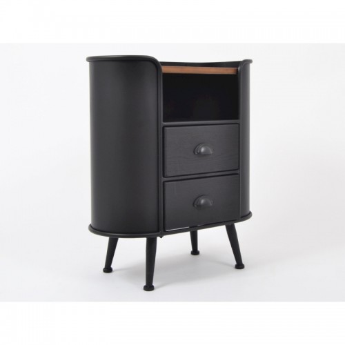 Black chest of drawers with 2 drawers and a wooden metal niche AUSTIN