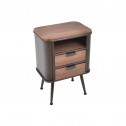 Bedside table with 2 drawers and metal wood niche RENO