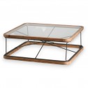 Table basse bois métal verre MISSOURI 100x100cm