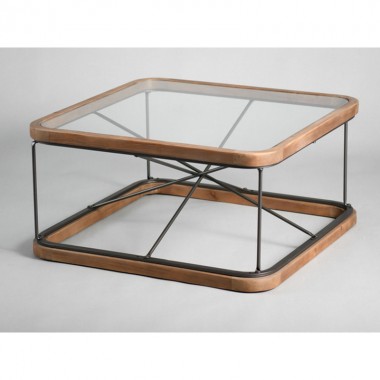 Mesa de madeira de vidro de metal MISSOURI 80x80cm HOME EDELWEIS - 2
