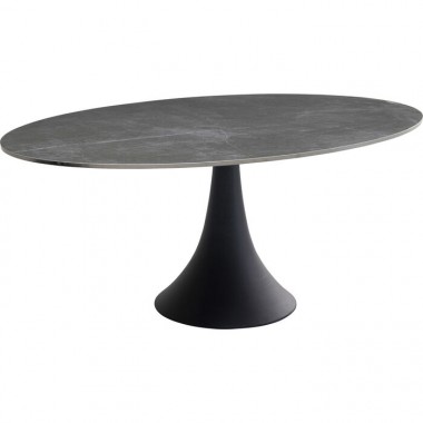 copy of Table céramique et pied tulipe noir 110cm GRANDE POSSIBILITA Kare design - 1