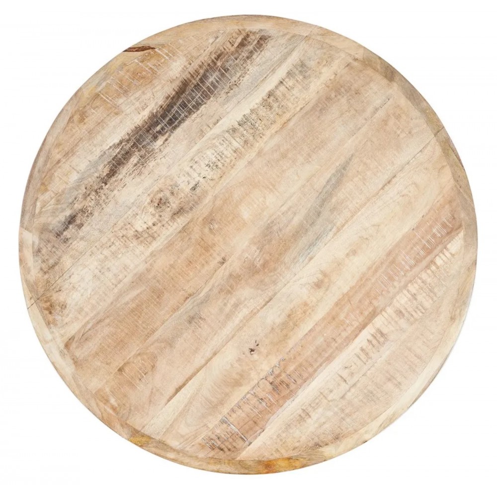 Plateau De Table Rond En Bois De Manguier Massif - 80 Cm De Diamètre, 3,8 Cm D'épaisseur