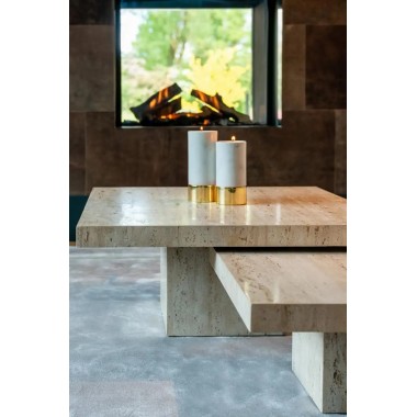 Tavolino Bass Set di 2 in Travertino - THE CANTERA RICHMOND INTERIORS - 8