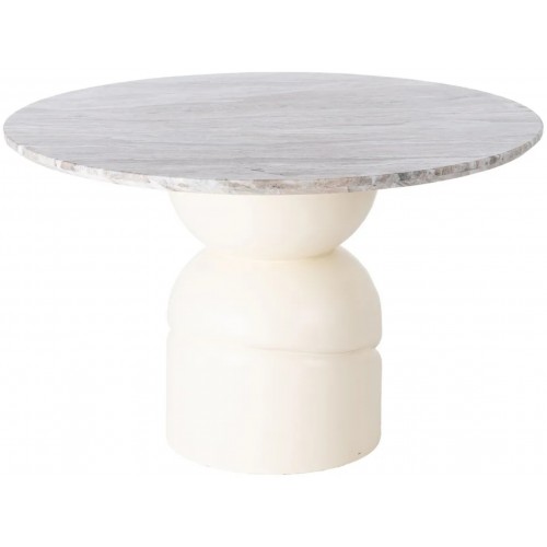 Mesa de jantar redonda mármore e madeira GALBE IXIA 120 centímetros IXIA - 1