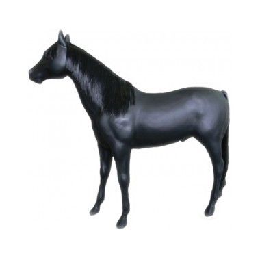 Statue cheval noir mat grandeur nature