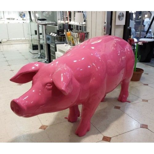 Estatua de cerdo rosa tamaño naturaleza By-Rod - 1