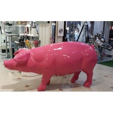 Estatua de cerdo rosa tamaño naturaleza By-Rod - 3
